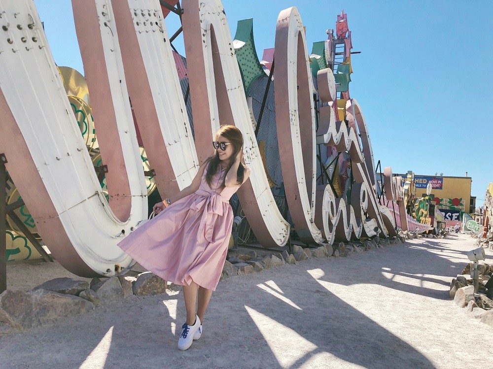 Pink Midi Dress in Las Vegas Travels and Whims