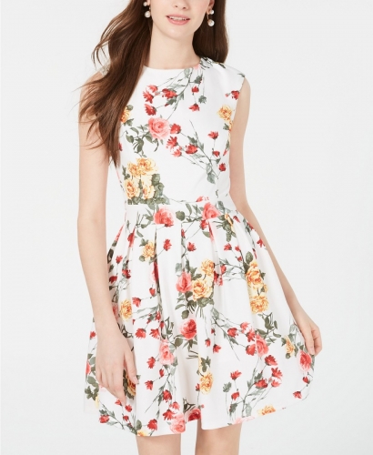 Junior’s Printed Open Back Fit & Flare Dress (Macy’s)