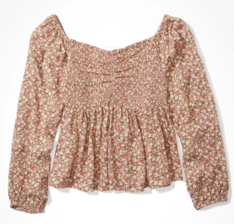 AE Smocked Off-The-Shoulder Babydoll Top (American Eagle)