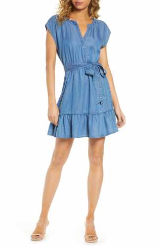 Ruffle Hem Chambray Wrap Minidress (Nordstrom)