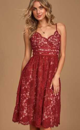 Treasure Me Wine Red Lace Midi Dress (Lulus)