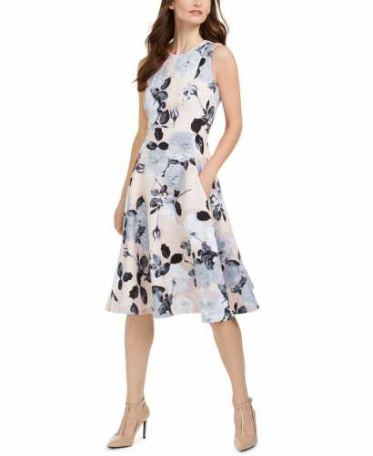 Calvin Klein Floral-Print Fit & Flare Midi Dress (Macys)