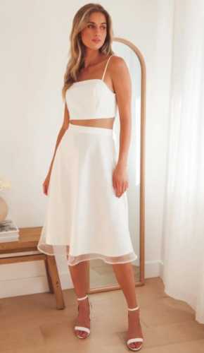 What a Darling White Organza Midi Skirt (Lulus)