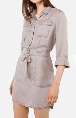 Gray twill utility shirt dress (Express)