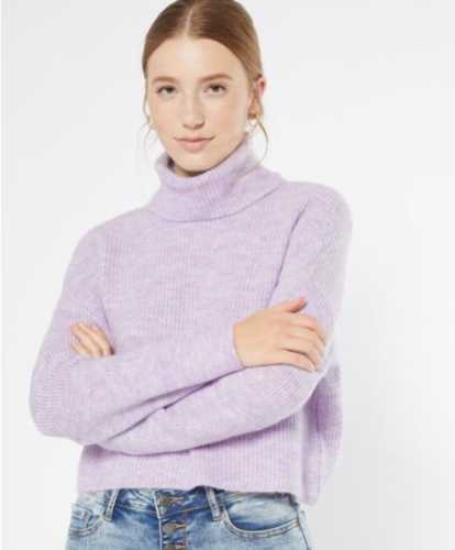 Lavender Cropped Cowl Neck Sweater (Rue21)