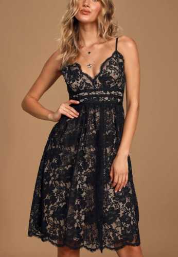 Treasure Me Black Lace Midi Dress (Lulus)