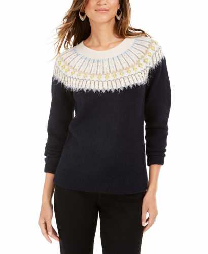 Style & Co Beaded Fair-Isle Sweater (Macys)