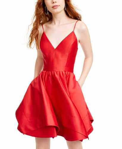 Double Layer Satin Fit & Flare Dress (Macys)