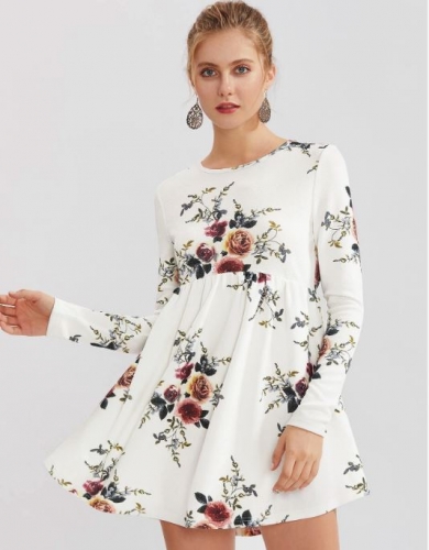 Flower Print Smock Dress (Shein)