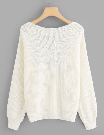 Contrast Lace Solid Sweater (Shein)