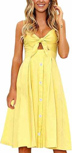 ECOWISH Tie Front V-Neck Midi Dress (Amazon)