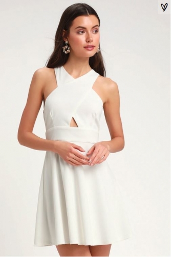So Sophisticated White Cut Out Skater Dress (Lulus)