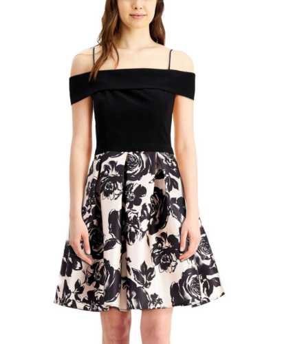 Morgan & Company Juniors' Off-The-Shoulder Floral Fit & Flare Dress (Macy's)