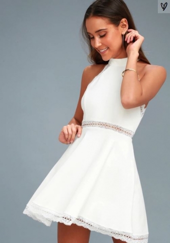 Reach Out My Hand White Lace Skater Dress (Lulus)