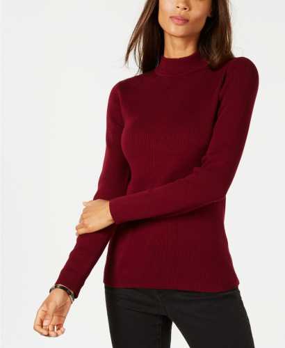 Karen Scott Petite Cotton Ribbed Mock-Neck Sweater (Macys)