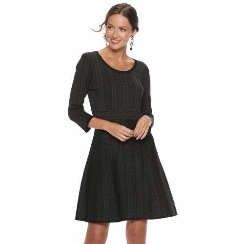 Nina Leonard Print Fit & Flare Sweater Dress (Kohl's)