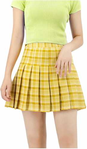DAZCOS US Size Plaid Skirt High Waist (Amazon)