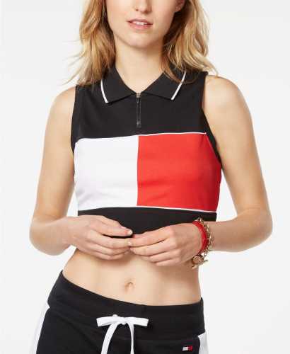 Tommy Hilfiger Cropped Colorblocked Polo Shirt (Macys)