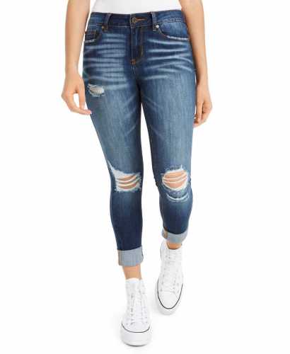 Indigo Rein Juniors' Ripped Roll-Cuff Skinny Jeans (Macys)