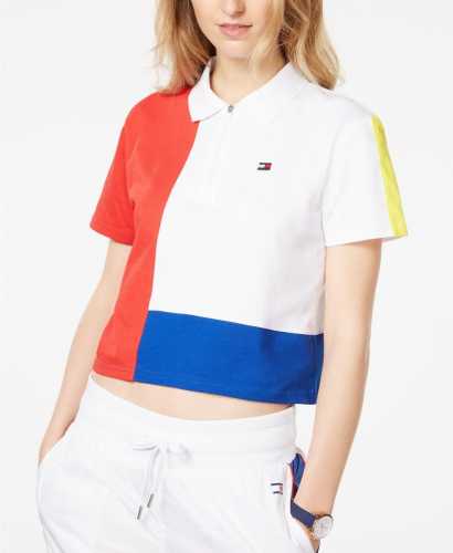 Tommy Hilfiger Cropped Colorblocked Polo Shirt (Macys)